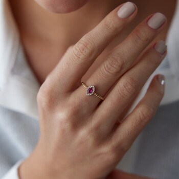 Pembe Taşlı Yüzük - Cemart