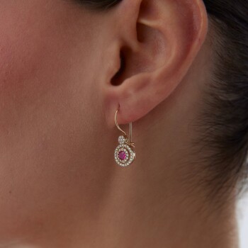 Pembe Tektaşlı Sallantılı Küpe - Gökhan Bera (1)