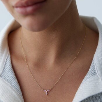 Pembe Trio Stone Kolye - 1