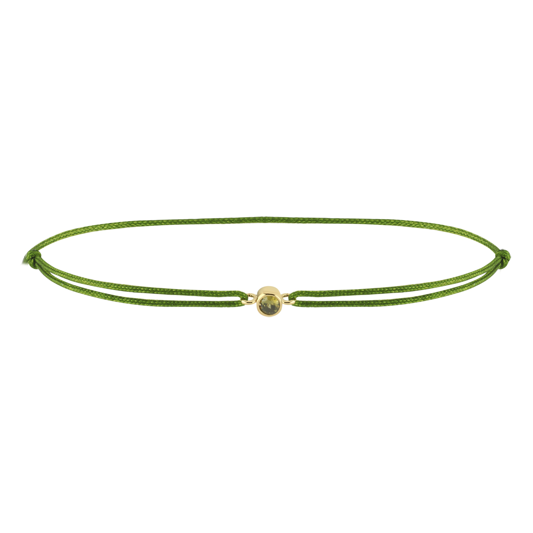 Peridot Doğum Taşı İpli Bileklik - 1