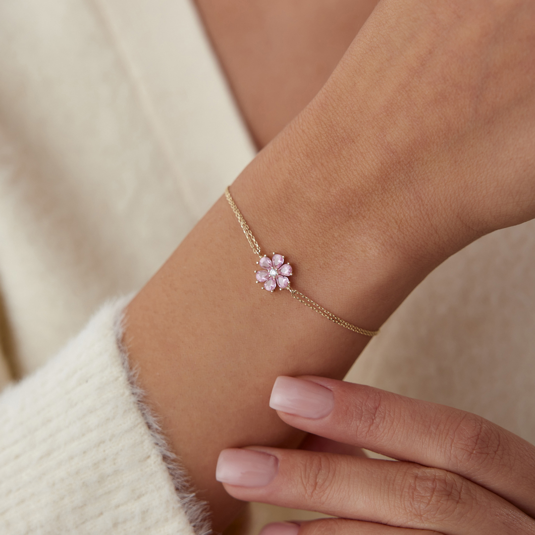Pink Çiçek Bileklik - 1