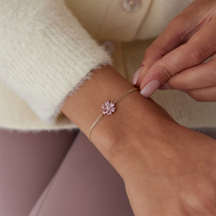 Pink Çiçek Bileklik - Rayna (1)