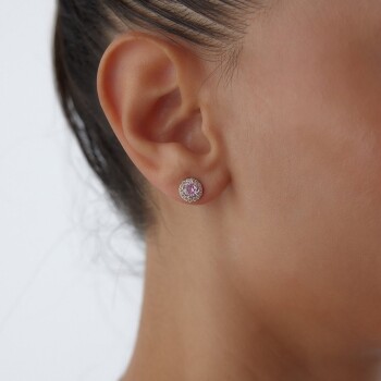 Pink Dump Vidalı Küpe - Koçak