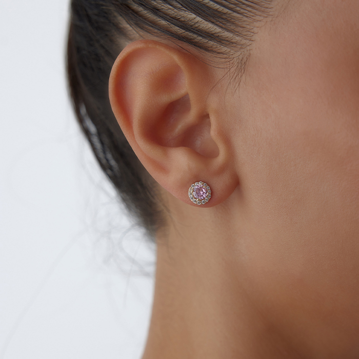 Pink Dump Vidalı Küpe - Koçak