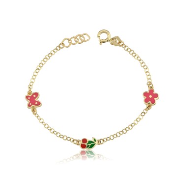 Pink Kelebek Kiraz Çocuk Bilekliği - Melike