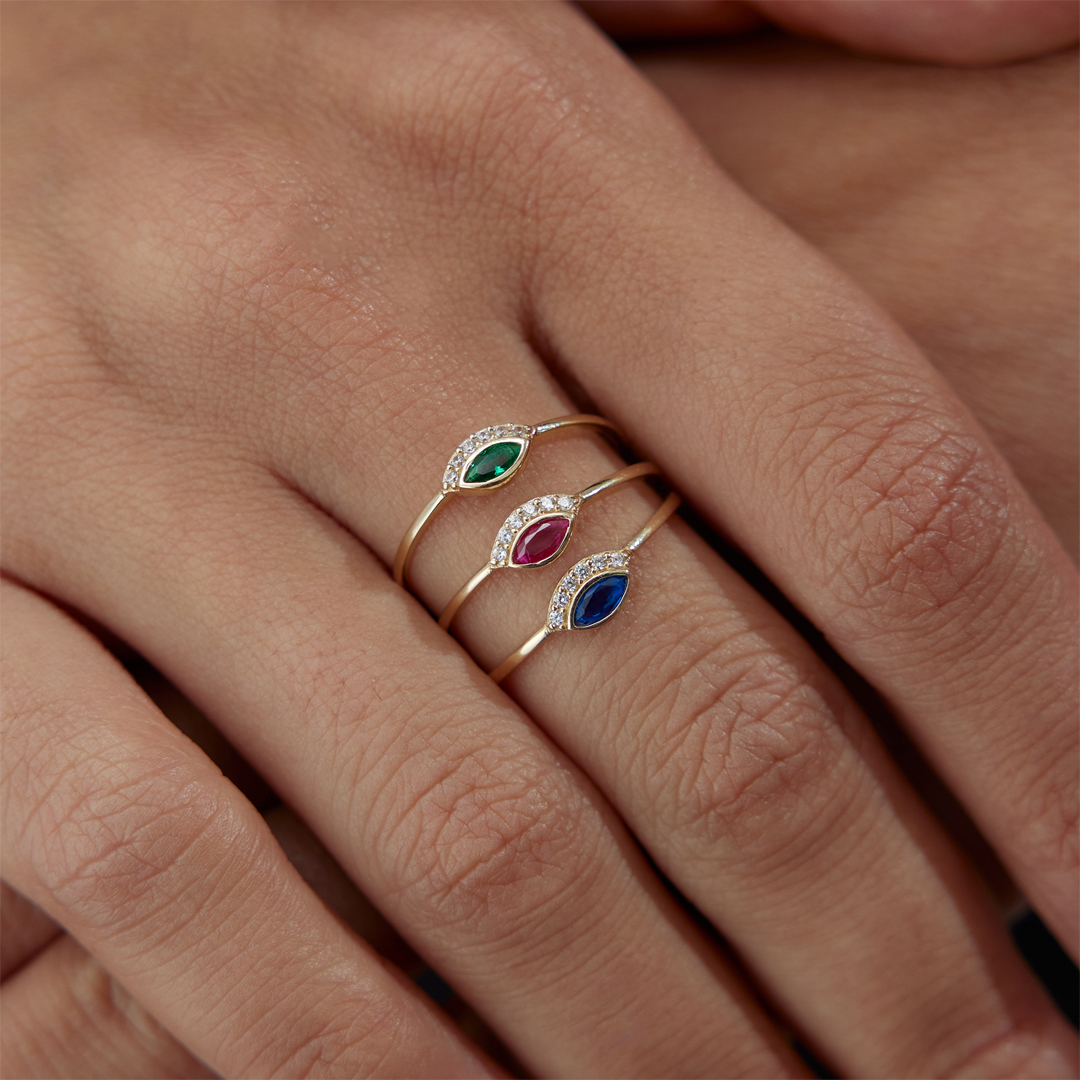 Pink Kirpikli Göz Yüzük - 2