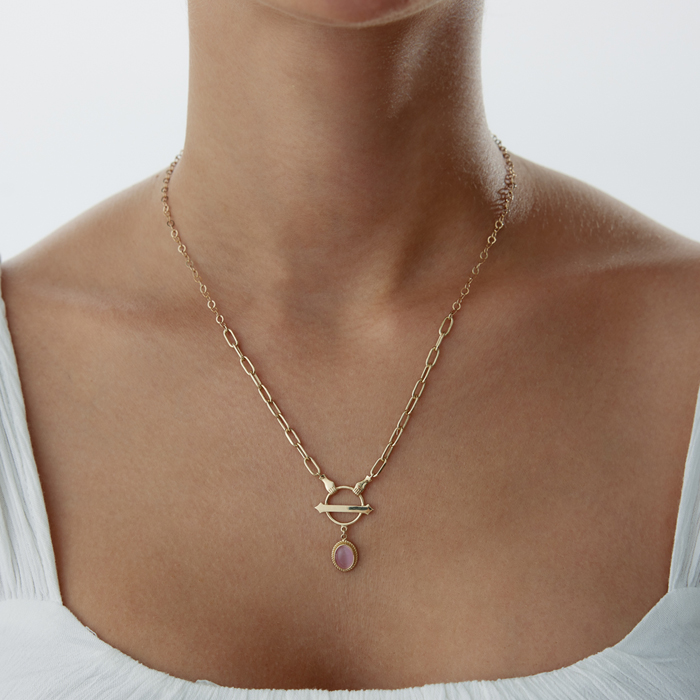 Pink Opal Hand Kolye - 1