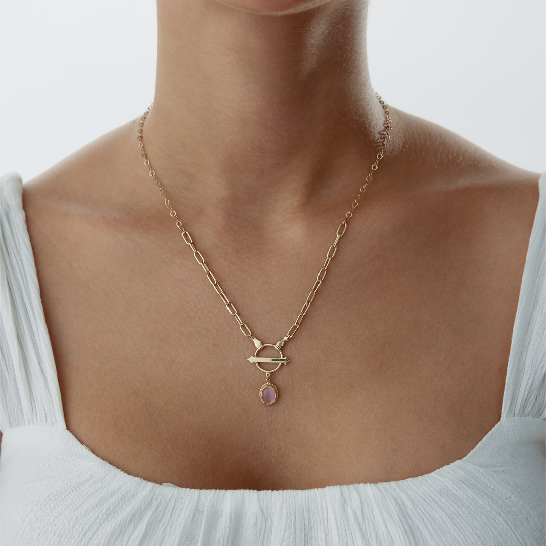 Pink Opal Hand Kolye - 1
