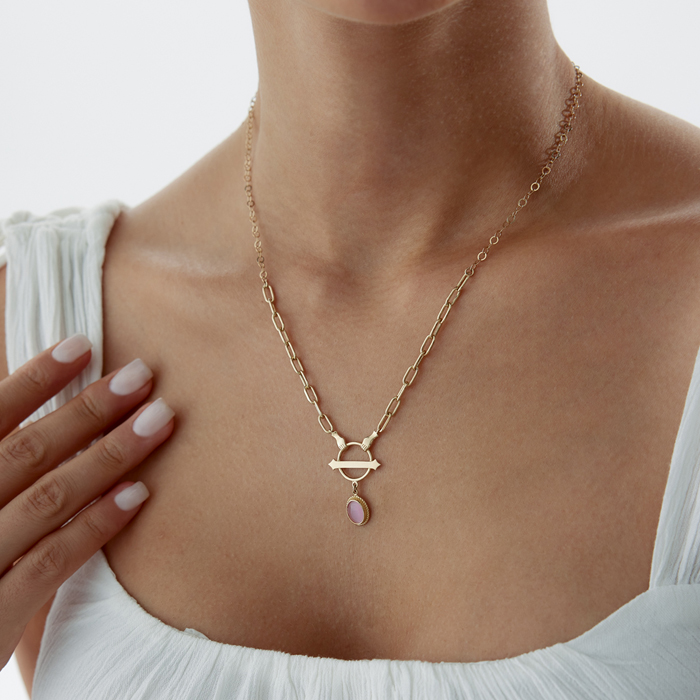 Pink Opal Hand Kolye - 2