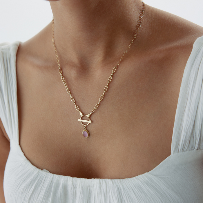 Pink Opal Hand Kolye - 3