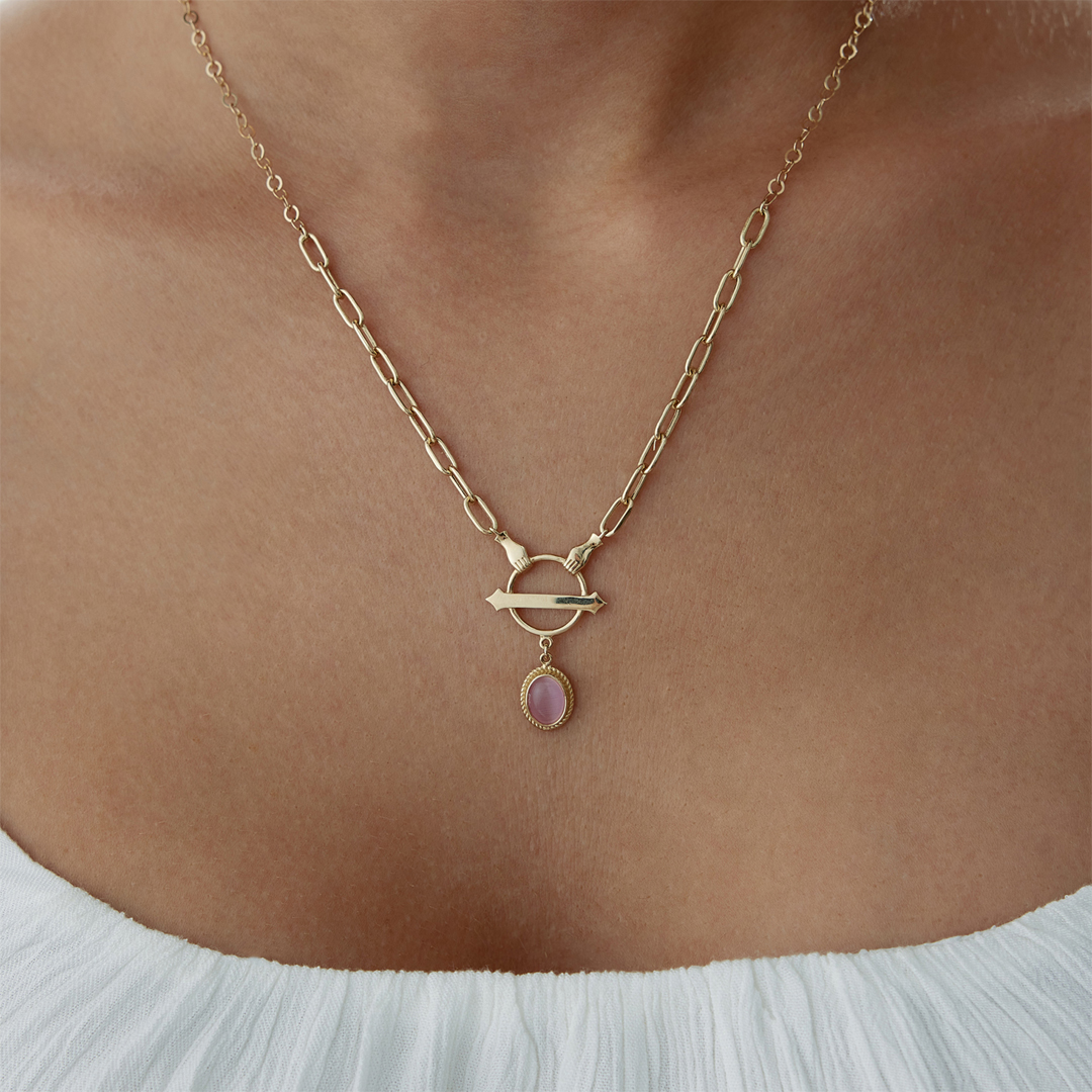 Pink Opal Hand Kolye - 2