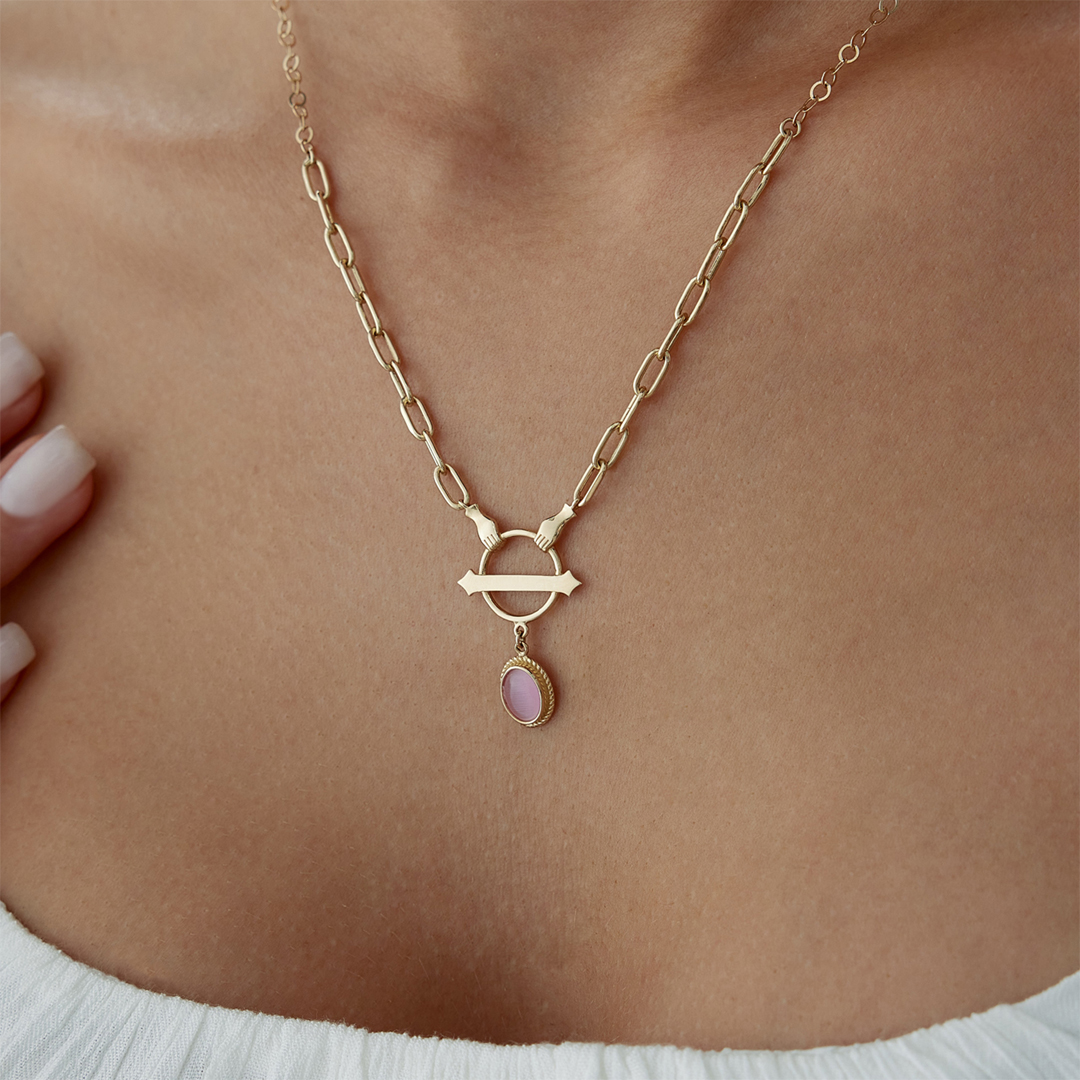 Pink Opal Hand Kolye - 3