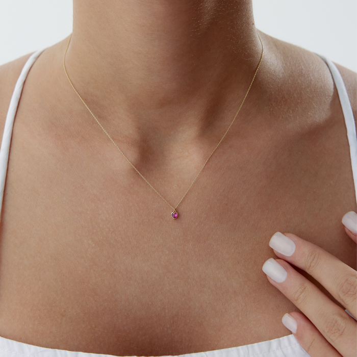 Pink Stone Kalp Kolye - 1