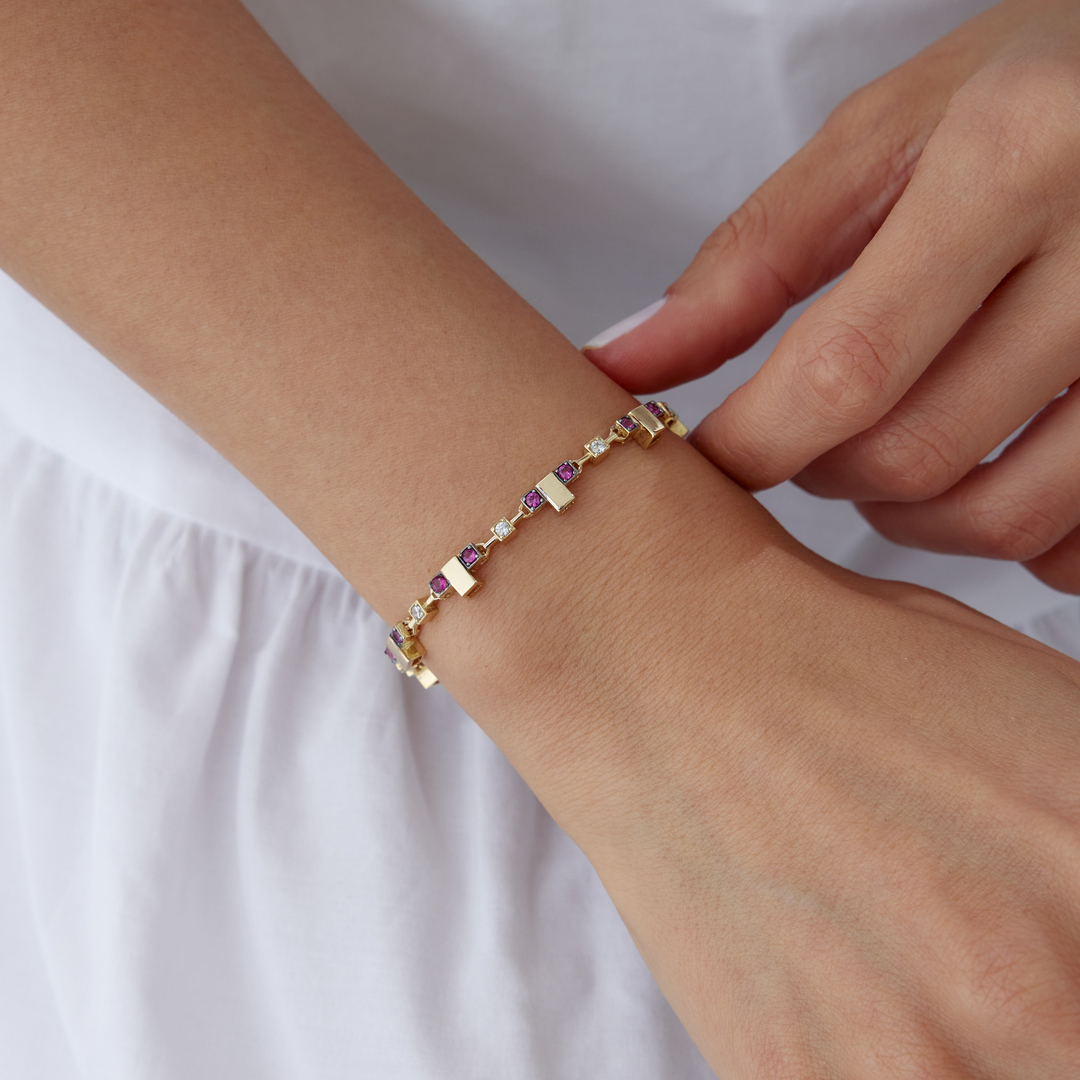 Pink Stone T Bileklik - 1