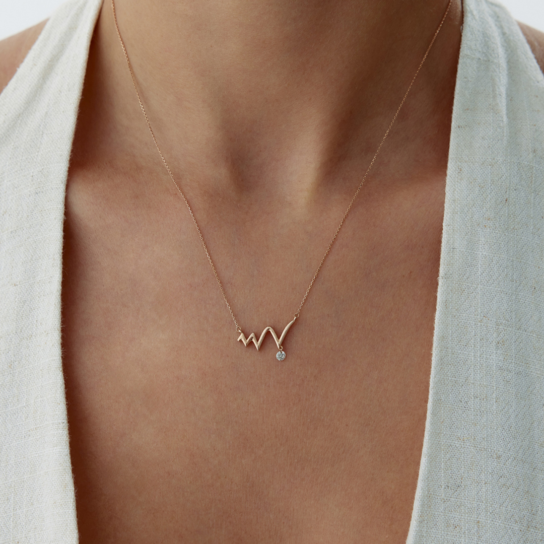 0.10 Karat Pırlanta Aşkın Ritmi Kolye - 1