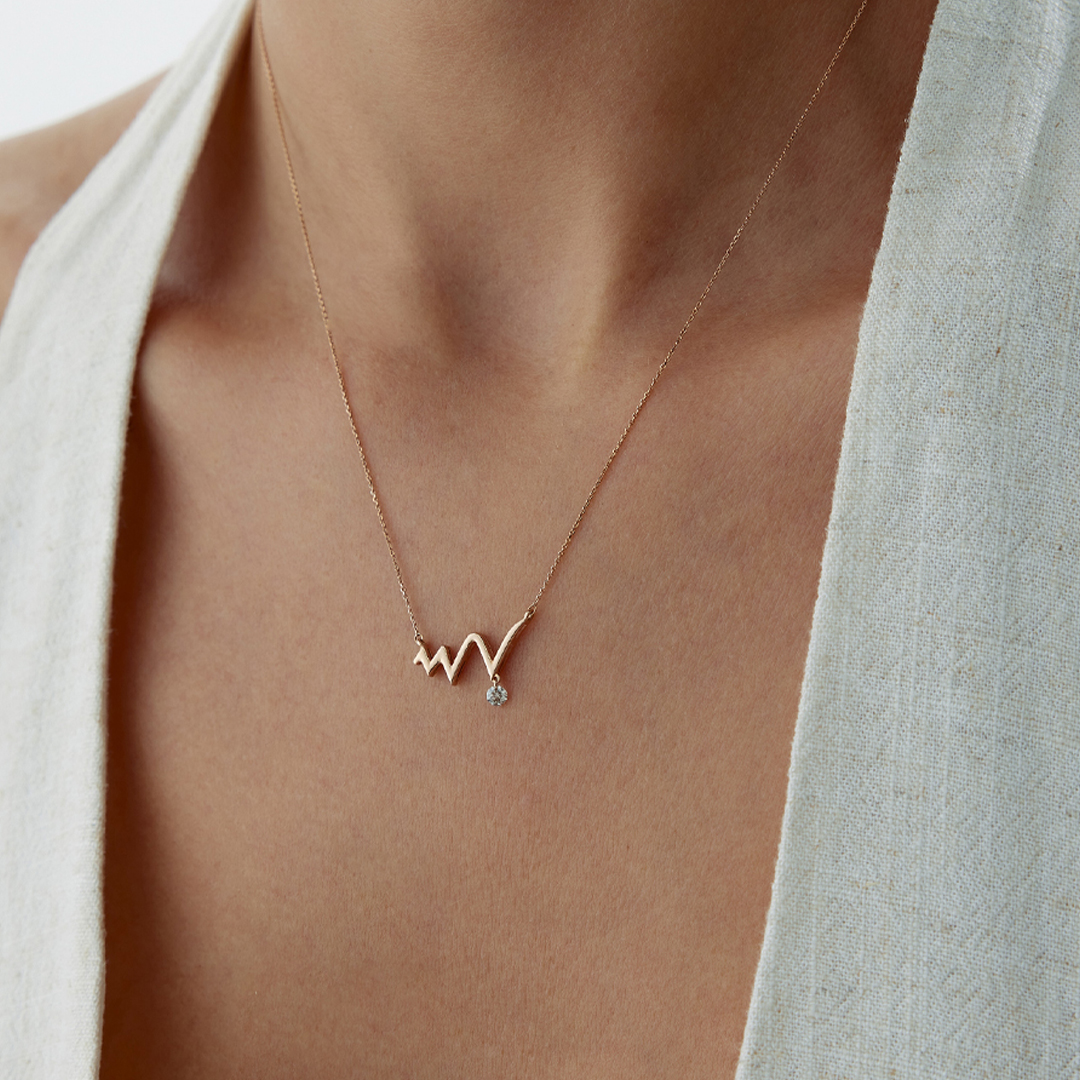 0.10 Karat Pırlanta Aşkın Ritmi Kolye - 2