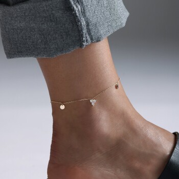 Pullu Üç Taşlı Halhal - Rayna