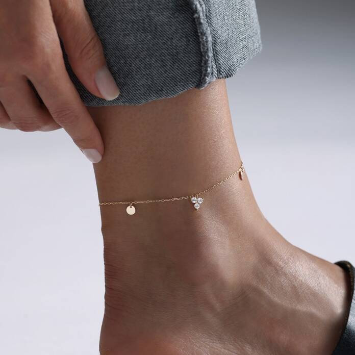 Pullu Üç Taşlı Halhal - 3