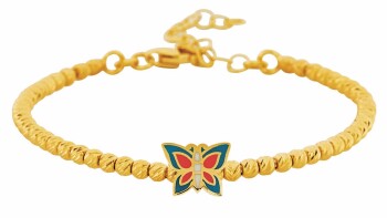 Renkli Kelebek Desenli 14 Ayar Altın Çocuk Bileklik - Melike (1)
