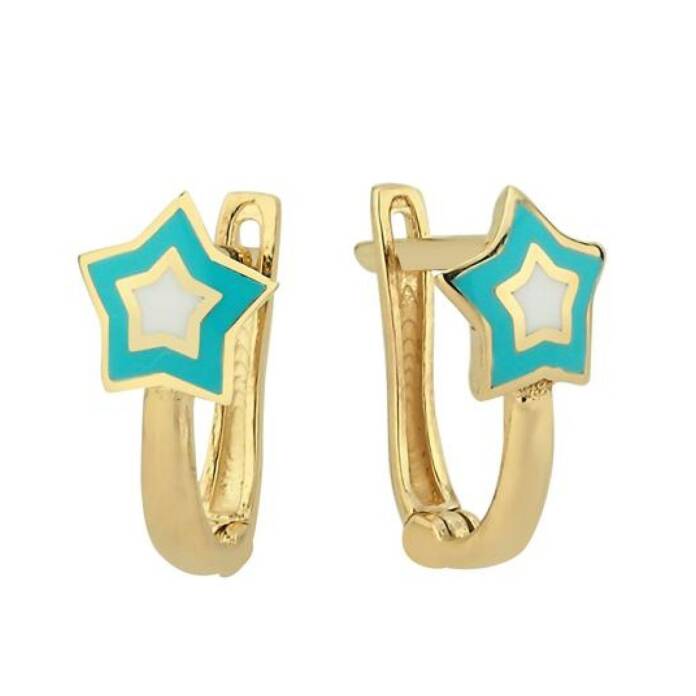 Renkli Mineli Yıldız Çocuk Küpesi - 1