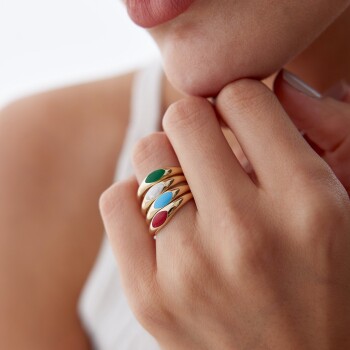 Renkli Mineli Yüzük - Alen (1)