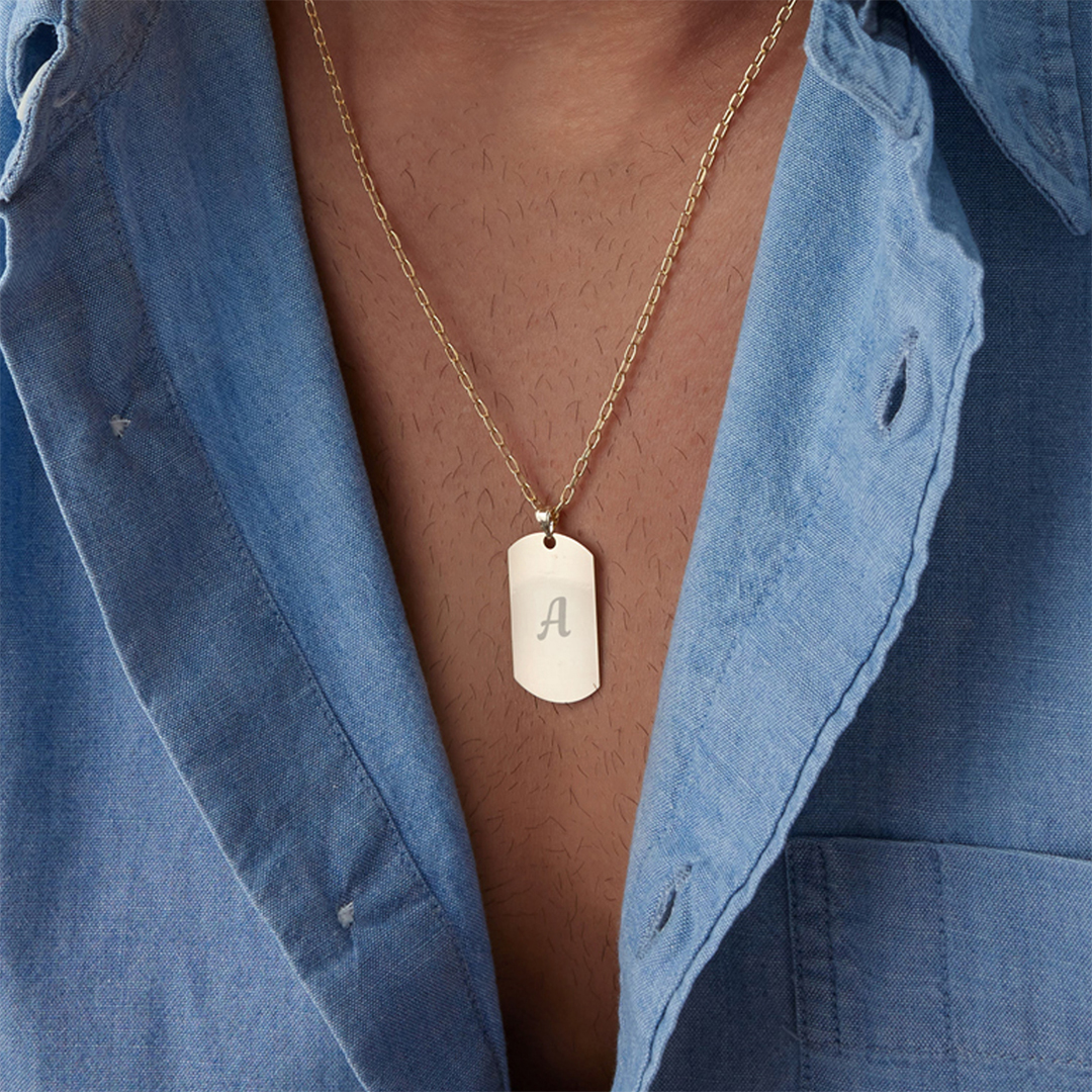 Round Plaka Erkek Kolye - 2