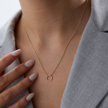 Sade Charm Halkası Kolye - 3