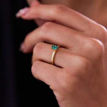 Sade Yeşil Taşlı Yüzük - Rayna (1)