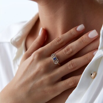 Safir Renkli Levha Yüzük - Rayna (1)