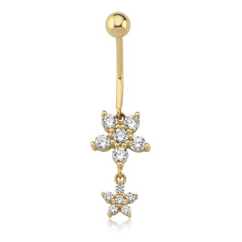 Sallantılı Çiçek Göbek Piercing - Alen