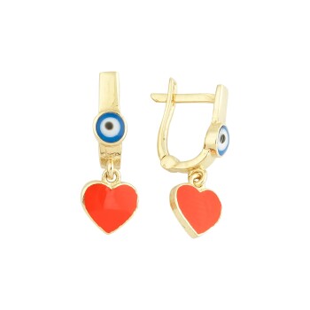 Sallantılı Gözlü Kalp Çocuk Küpesi - Melike