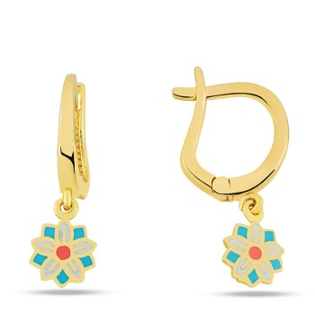 Sallantılı İç İçe Yıldız ve Çiçek Çocuk Küpesi - Melike