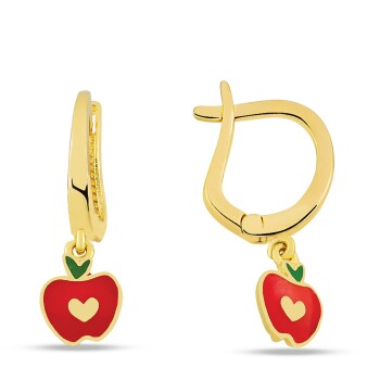 Sallantılı Kalpli Elma Çocuk Küpesi - Melike