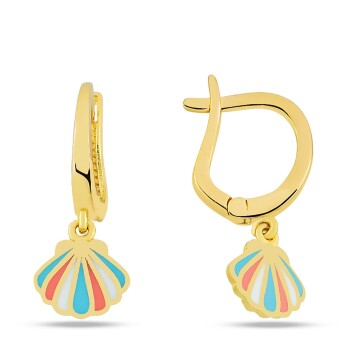 Sallantılı Renkli Deniz Kabuğu Çocuk Küpesi - Melike