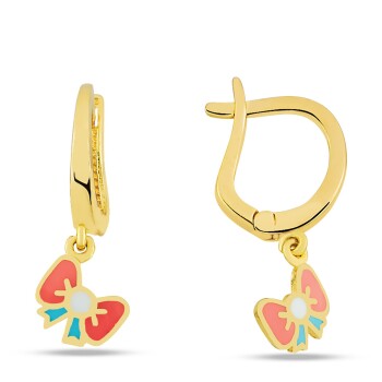 Sallantılı Renkli Fiyonk Çocuk Küpesi - Melike