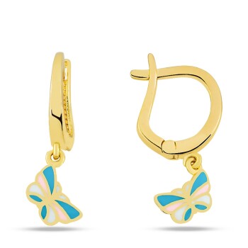 Sallantılı Renkli Kelebek Çocuk Küpesi - Melike