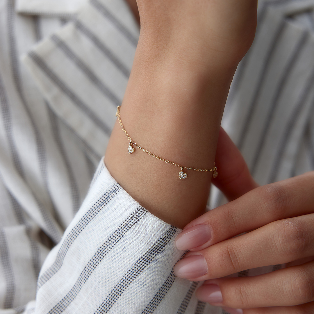 Sallantılı Taşlı Kalp Bileklik - 2