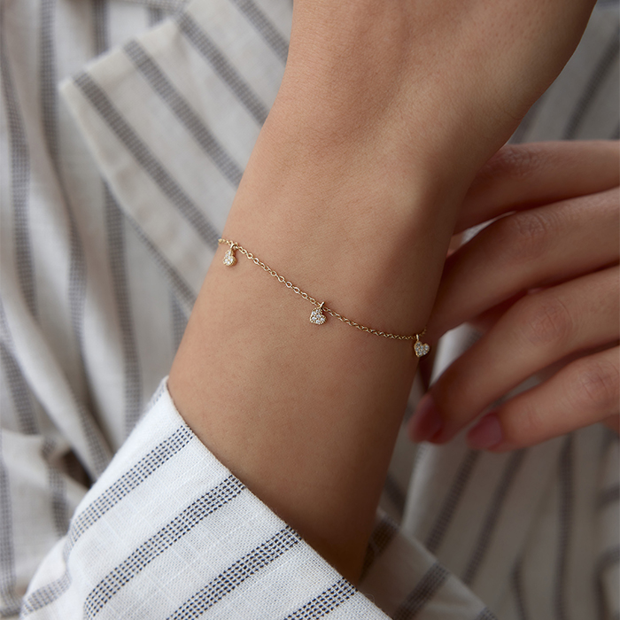 Sallantılı Taşlı Kalp Bileklik - Rayna