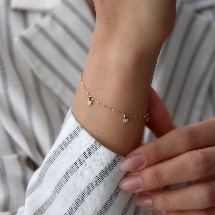 Sallantılı Taşlı Kalp Bileklik - Rayna (1)