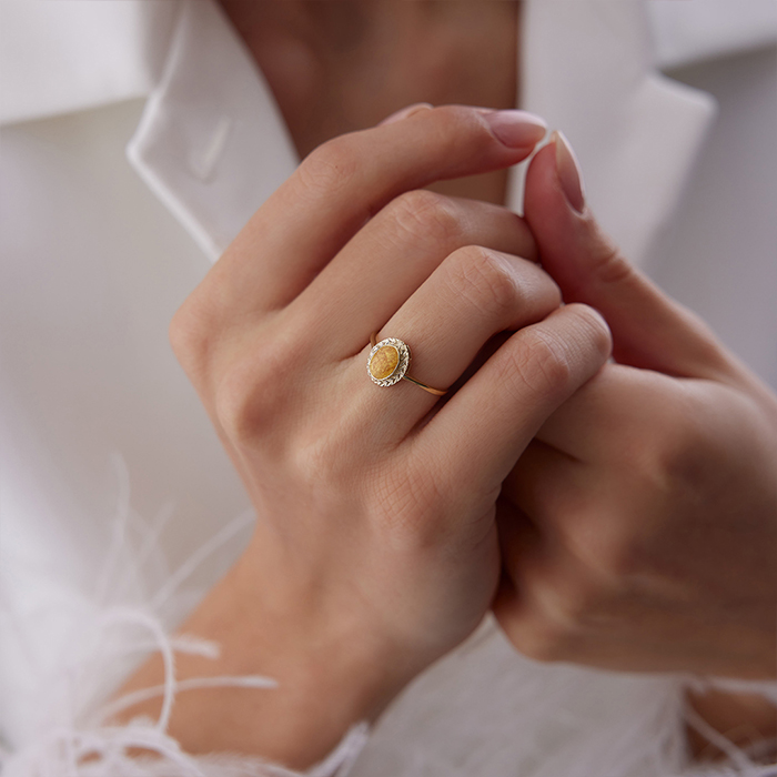 Sarı Oval Yüzük - Alen (1)