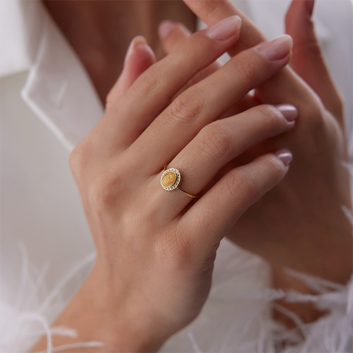 Sarı Oval Yüzük - Alen