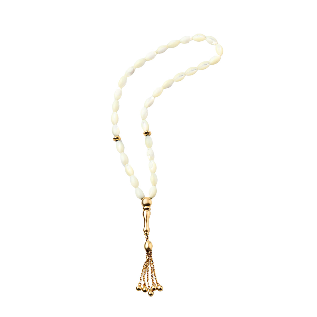 Sedef Taşlı Altın Tesbih - 1