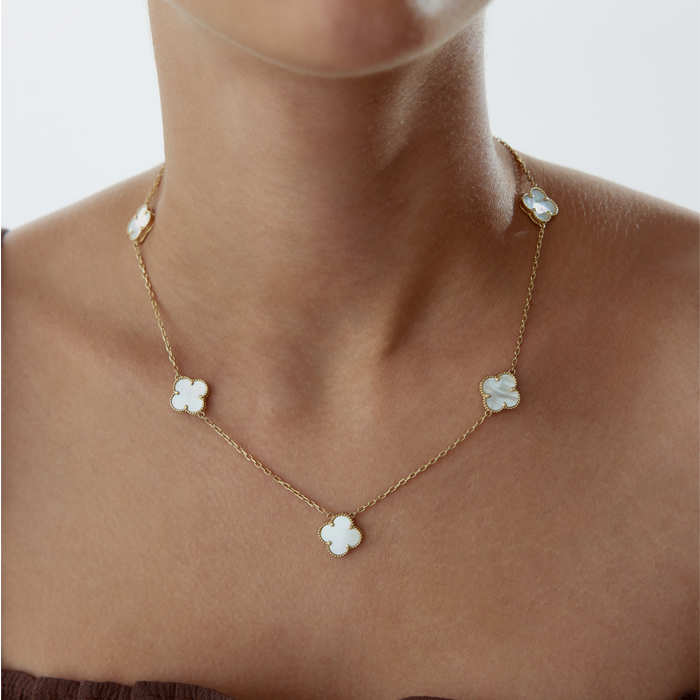 Sedefli Beşli Yonca Cleef Kolye - Milades