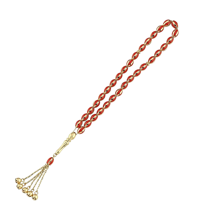 Sembol Kırmızı Altın Tesbih - Zere