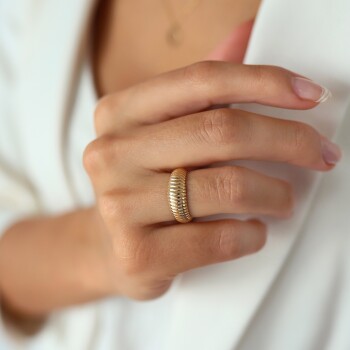 Sık Çizgi Bombe Yüzük - Mazal