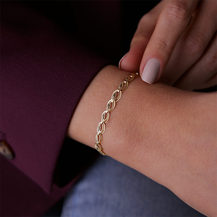 Sıra İçi Boş Oval Bileklik - Milan