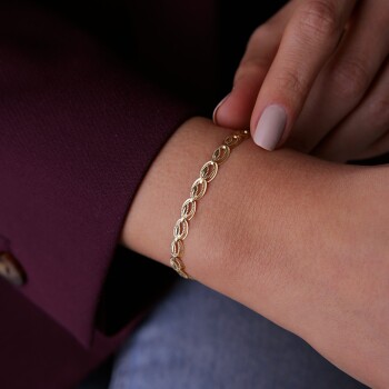 Sıra İçi Boş Oval Bileklik - Milan