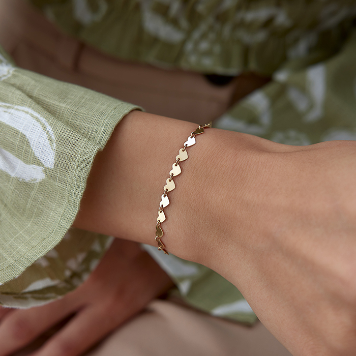 Sıra Mini Kalp Bileklik - Ador