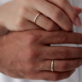 Sıra Taşlı Çift Alyans - Tülay Alyans