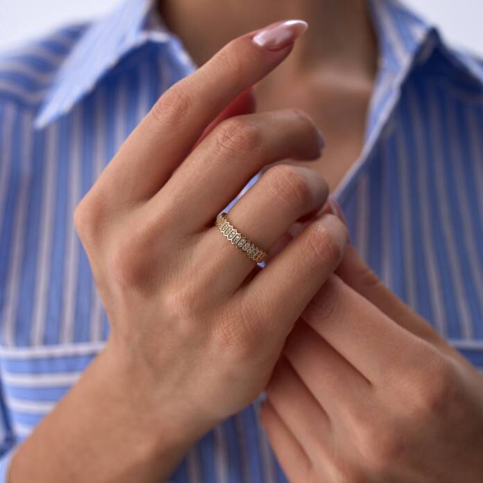 Sıra Taşlı Petek Yüzük - 1